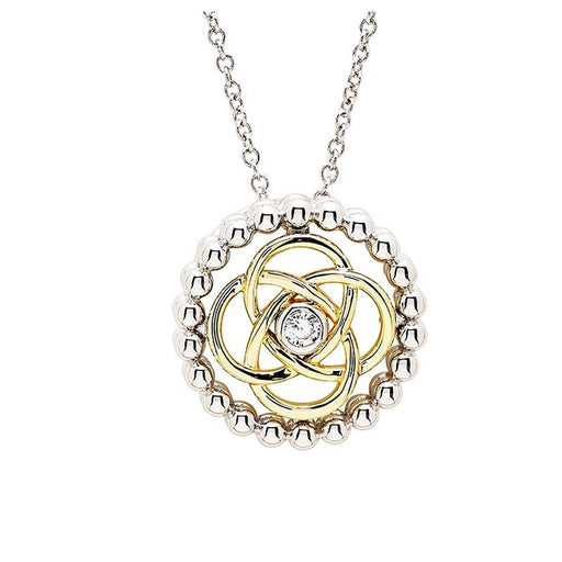 Shanore : Sterlin Silver CZ Celtic Knot Necklace with Gold Plate - Shanore : Sterlin Silver CZ Celtic Knot Necklace with Gold Plate