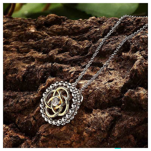 Shanore : Sterlin Silver CZ Celtic Knot Necklace with Gold Plate - Shanore : Sterlin Silver CZ Celtic Knot Necklace with Gold Plate