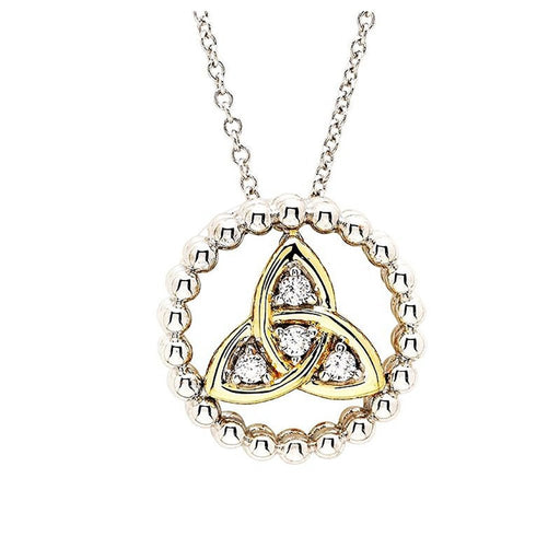 Shanore : Sterlin Silver CZ Trinity Knot Necklace with Gold Plate - Shanore : Sterlin Silver CZ Trinity Knot Necklace with Gold Plate