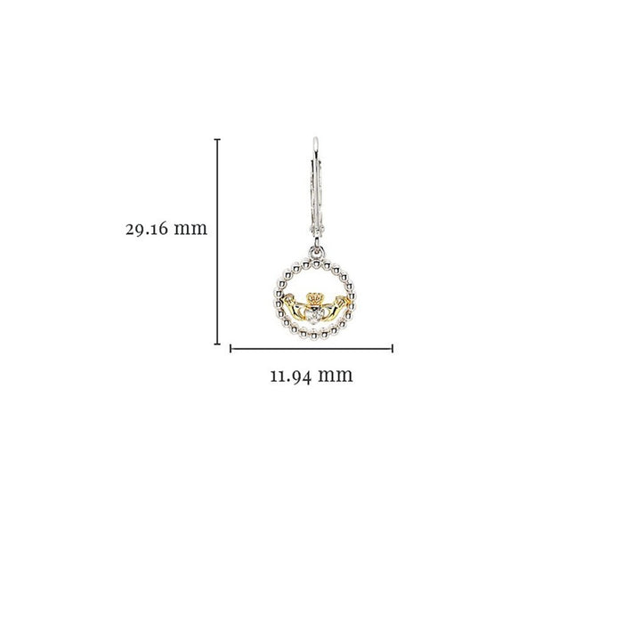 Shanore : Sterling Silver CZ Claddagh Drop Earrings - Shanore : Sterling Silver CZ Claddagh Drop Earrings