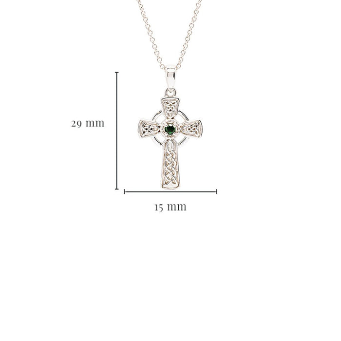 Shanore : Sterling Silver Green CZ Celtic Cross Pendant - Shanore : Sterling Silver Green CZ Celtic Cross Pendant