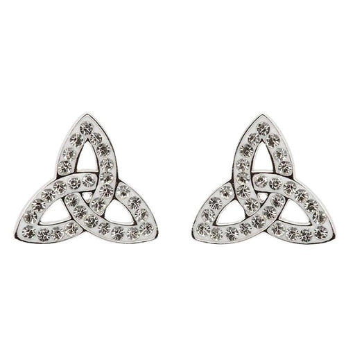 Shanore : Trinity Knot Stud Earrings Adorned With Crystals - Shanore : Trinity Knot Stud Earrings Adorned With Crystals