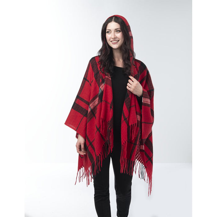 Simply Noel : Red Plaid Hooded Wrap - Simply Noel : Red Plaid Hooded Wrap