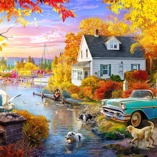 Springbok : Lakeside Fall Retreat - 1000 Piece Jigsaw Puzzle - Springbok : Lakeside Fall Retreat - 1000 Piece Jigsaw Puzzle