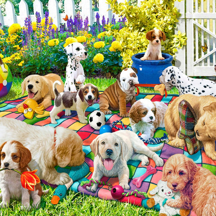 Springbok : Playful Pups on Parade - 1000 Piece Jigsaw Puzzle - Springbok : Playful Pups on Parade - 1000 Piece Jigsaw Puzzle