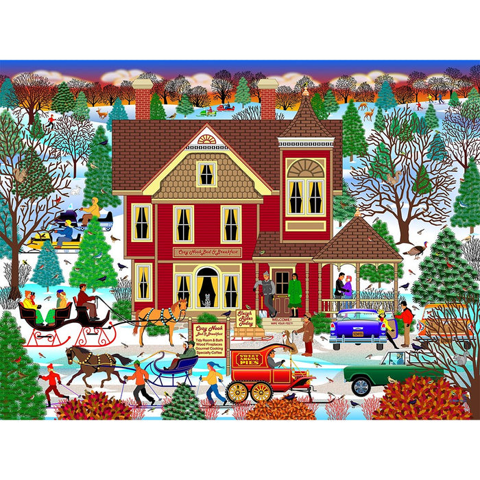 Springbok : Winter Bed and Breakfast - 500 Piece Jigsaw Puzzle - Springbok : Winter Bed and Breakfast - 500 Piece Jigsaw Puzzle