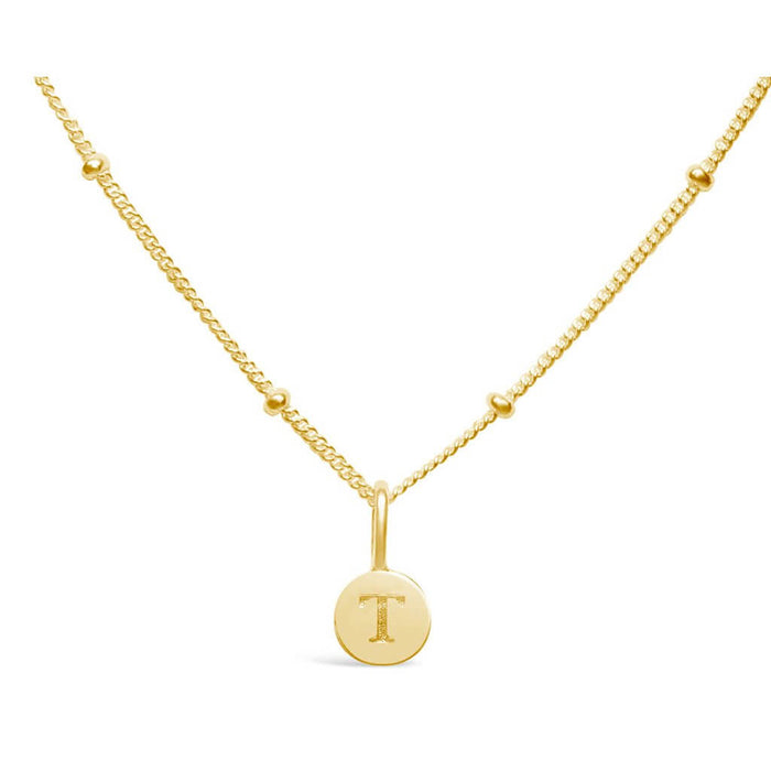 Stia : Mini Love Letter Necklace in Gold - T - Stia : Mini Love Letter Necklace in Gold - T