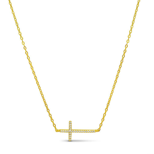 Stia : Pavé Sideways Cross in Gold - Stia : Pavé Sideways Cross in Gold