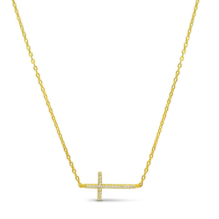 Stia : Pavé Sideways Cross in Gold - Stia : Pavé Sideways Cross in Gold