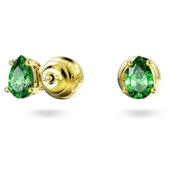 Swarovski : Chroma Stud Earrings in Green - Pear Cut, Gold - Swarovski : Chroma Stud Earrings in Green - Pear Cut, Gold