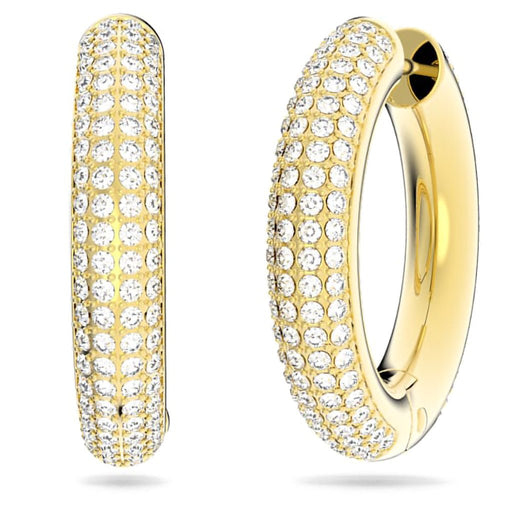 Swarovski : Dextera Hoop Earrings Medium in White - Gold - Swarovski : Dextera Hoop Earrings Medium in White - Gold