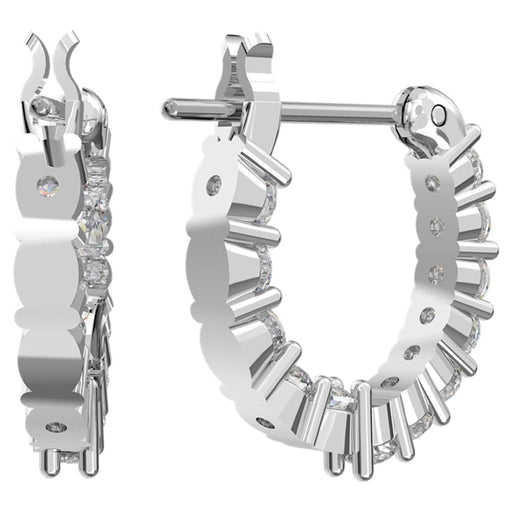 Swarovski : Matrix Vittore Mini Hoop Earrings in White - Round Cut, Rhodium - Swarovski : Matrix Vittore Mini Hoop Earrings in White - Round Cut, Rhodium