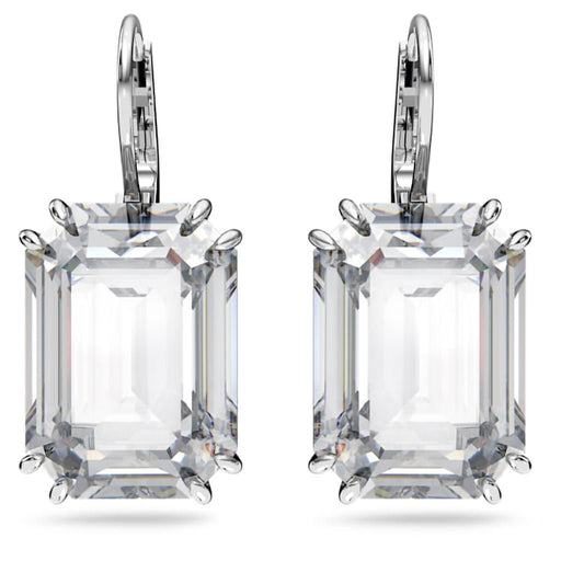 Swarovski : Millenia Drop Earrings In White - Octagon cut , Rhodium - Swarovski : Millenia Drop Earrings In White - Octagon cut , Rhodium