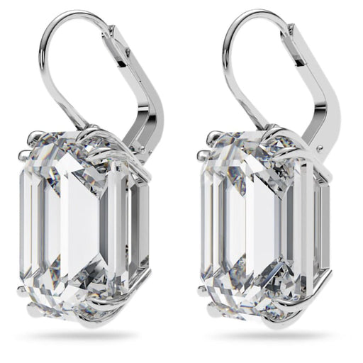 Swarovski : Millenia Drop Earrings In White - Octagon cut , Rhodium - Swarovski : Millenia Drop Earrings In White - Octagon cut , Rhodium