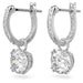 Swarovski : Stella Drop Earrings in White - Round Cut, Rhodium - Swarovski : Stella Drop Earrings in White - Round Cut, Rhodium