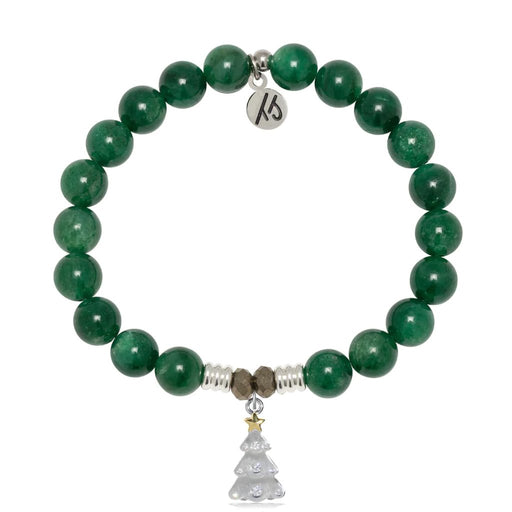 T. Jazelle : Green Kyanite Gemstone Bracelet with Christmas Tree Sterling Silver Charm - T. Jazelle : Green Kyanite Gemstone Bracelet with Christmas Tree Sterling Silver Charm