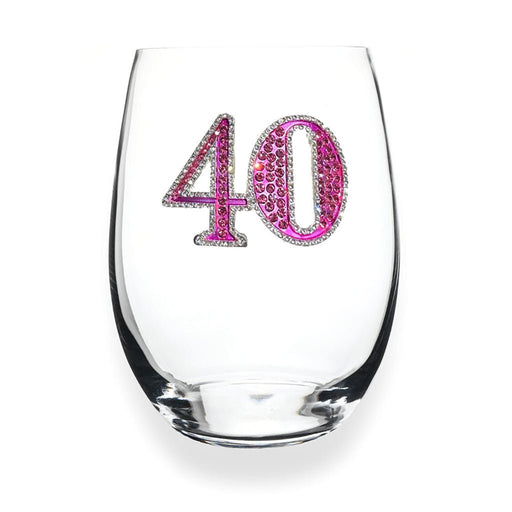 The Queens' Jewels : 40th Birthday Jeweled Glassware – Stemless - The Queens' Jewels : 40th Birthday Jeweled Glassware – Stemless