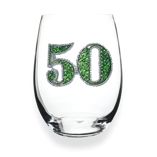 The Queens' Jewels : 50th Birthday Jeweled Glassware – Stemless - The Queens' Jewels : 50th Birthday Jeweled Glassware – Stemless