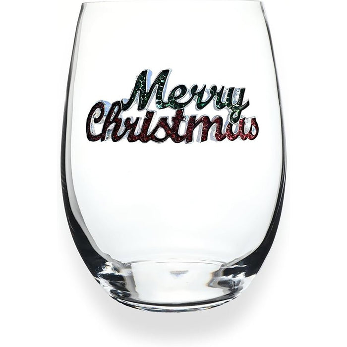 The Queens' Jewels : Merry Christmas Jeweled Glassware – Stemless - The Queens' Jewels : Merry Christmas Jeweled Glassware – Stemless