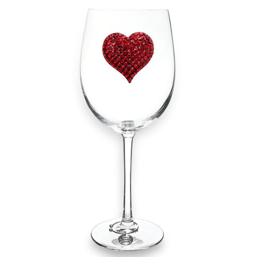 The Queens' Jewels : Red Heart Jeweled Stemmed Wine Glass - The Queens' Jewels : Red Heart Jeweled Stemmed Wine Glass