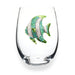 The Queens' Jewels : Turquoise Tropical Fish Jeweled Stemless Wine Glass - The Queens' Jewels : Turquoise Tropical Fish Jeweled Stemless Wine Glass