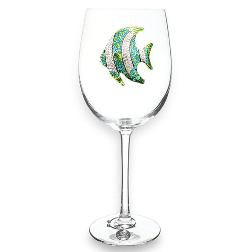 The Queens' Jewels : Turquoise Tropical Fish Jeweled Stemmed Wine Glass - The Queens' Jewels : Turquoise Tropical Fish Jeweled Stemmed Wine Glass