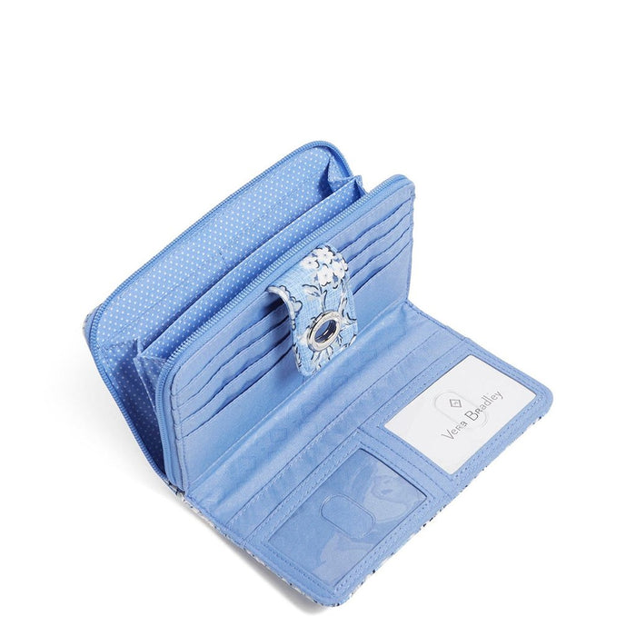 Vera Bradley : RFID Turnlock Wallet in Sweet Garden Blue - Vera Bradley : RFID Turnlock Wallet in Sweet Garden Blue