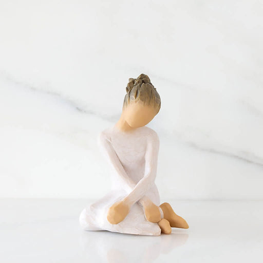 Willow Tree Serenity figurine – hand-painted resin sculpture of a seated woman in white dress, symbolizing peace, mindfulness, and emotional healing