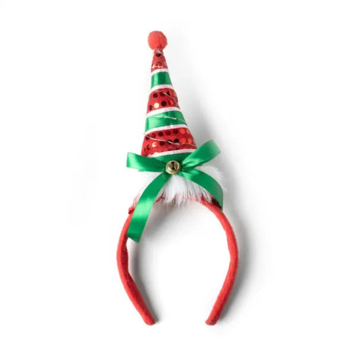 Elf hat headband with red and green colors on a white background