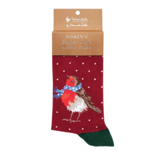 Season's Tweetings Robin Socks featuring festive robin birds in a Christmas-inspired design