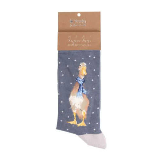 Christmas Scarves' Duck Men's Socks featuring festive ducks wearing colorful scarves