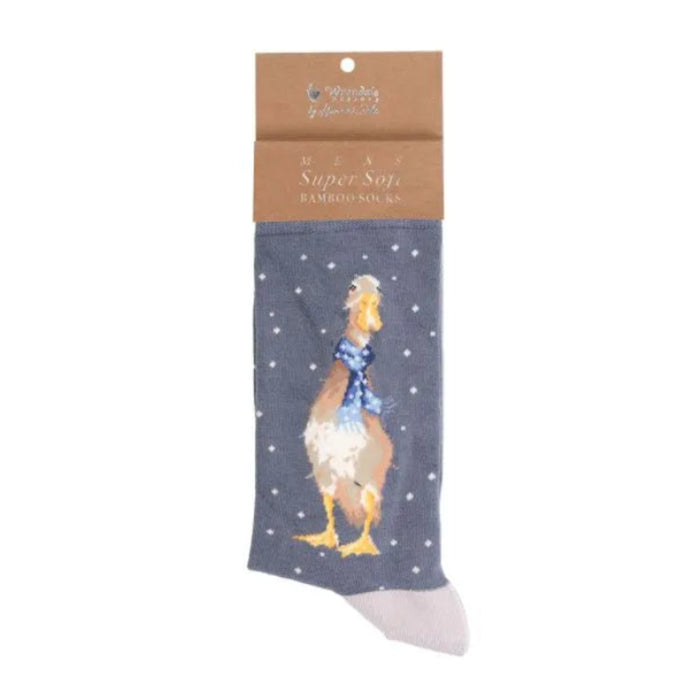 Christmas Scarves' Duck Men's Socks featuring festive ducks wearing colorful scarves