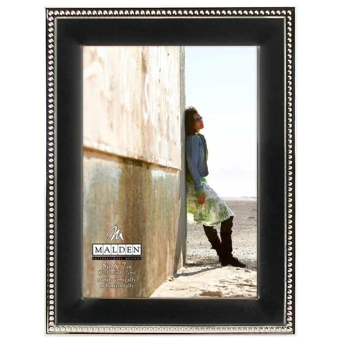 Malden : 2-Tone Bead-Black Photo Frame -5x7