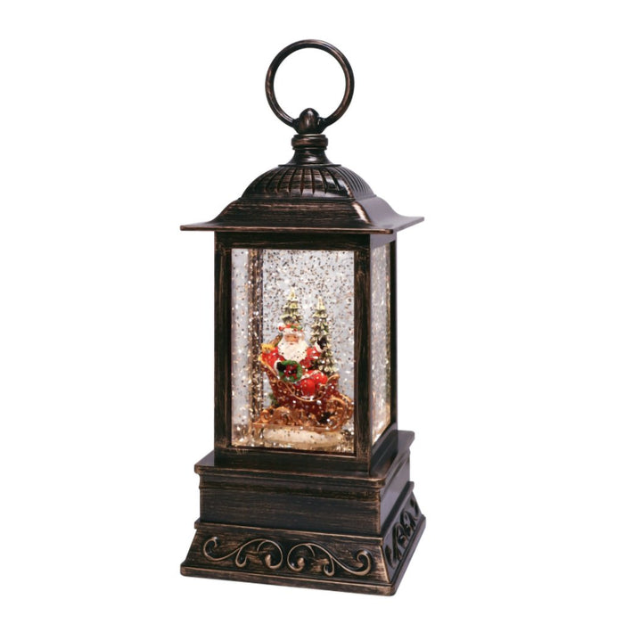 10.5" Santa & Sleigh Glitter Lantern - Christmas is Forever - 10.5" Santa & Sleigh Glitter Lantern - Christmas is Forever