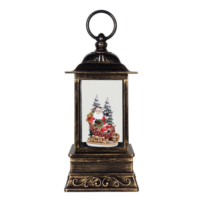 10.5" Santa & Sleigh Glitter Lantern - Christmas is Forever - 10.5" Santa & Sleigh Glitter Lantern - Christmas is Forever