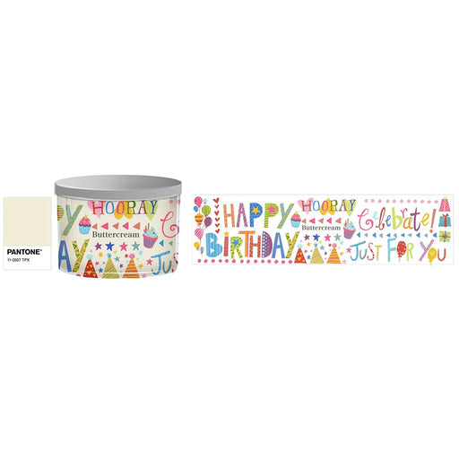 14oz Happy Birthday Printed Glass Candle - At Home by Mirabeau - 14oz Happy Birthday Printed Glass Candle - At Home by Mirabeau