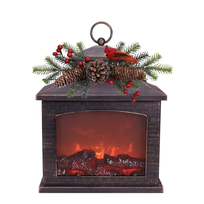 15.75" Fireplace with Florals - Christmas Is Forever - 15.75" Fireplace with Florals - Christmas Is Forever