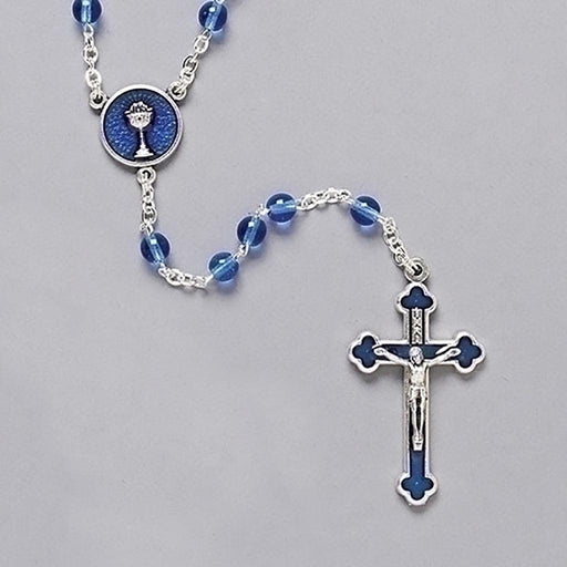 16" Blue Communion Rosary with Round Beads -