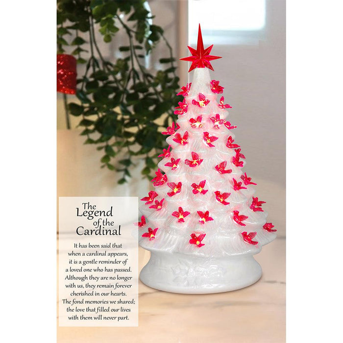 16" Iridescent White Tree with Red Cardinal Bulbs - 16" Iridescent White Tree with Red Cardinal Bulbs - Annies Hallmark and Gretchens Hallmark, Sister Stores