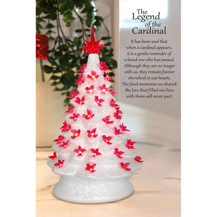 16" Iridescent White Tree with Red Cardinal Bulbs - 16" Iridescent White Tree with Red Cardinal Bulbs - Annies Hallmark and Gretchens Hallmark, Sister Stores