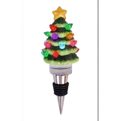 4" LED Retro Tree Wine Stopper - Christmas is Forever - 4" LED Retro Tree Wine Stopper - Christmas is Forever