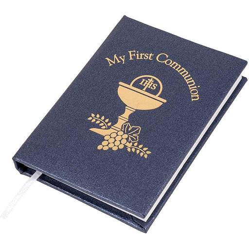 5" H Deluxe Black/Gold Padded Pearlized Communion Book -