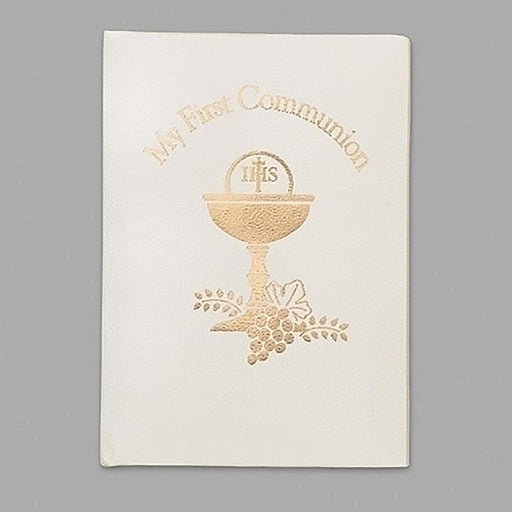 5" H Deluxe White/Gold Padded Pearlized Communion Book -