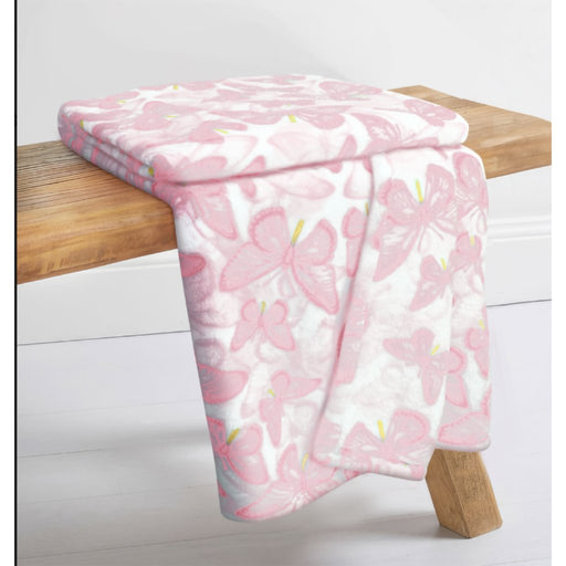 50" x 60" Celestial Butterfly Pink Single Layer Fleece Blanket - At Home by Mirabeau - 50" x 60" Celestial Butterfly Pink Single Layer Fleece Blanket - At Home by Mirabeau