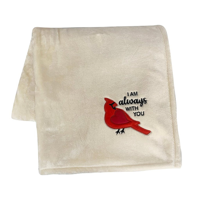 50" x 60" Embroidered Cardinal Sentiment Velvety Fleece Blanket - At Home by Mirabeau - 50" x 60" Embroidered Cardinal Sentiment Velvety Fleece Blanket - At Home by Mirabeau