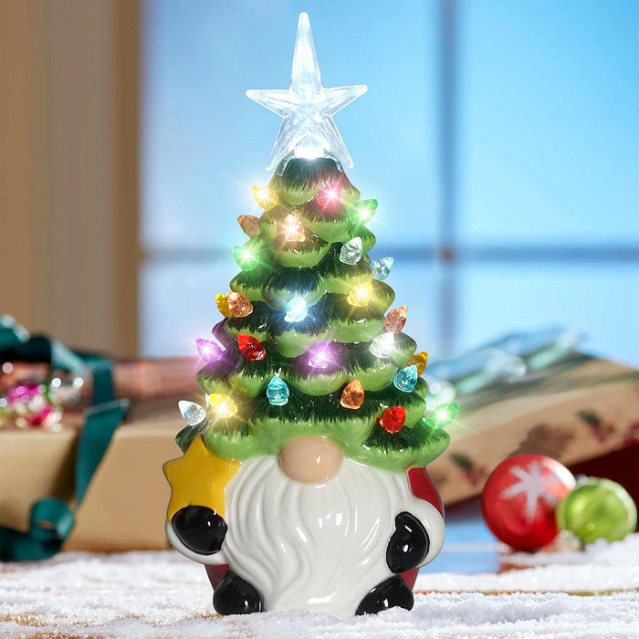 7.5" LED Ceramic Gnome Tree - 7.5" LED Ceramic Gnome Tree - Annies Hallmark and Gretchens Hallmark, Sister Stores