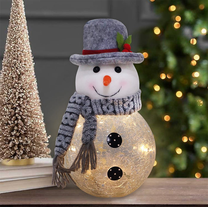 7.87" LED Glass Frosty Snowman - Christmas is Forever - 7.87" LED Glass Frosty Snowman - Christmas is Forever