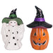8" LED Ceramic Pumpkin & Ghost - 8" LED Ceramic Pumpkin & Ghost