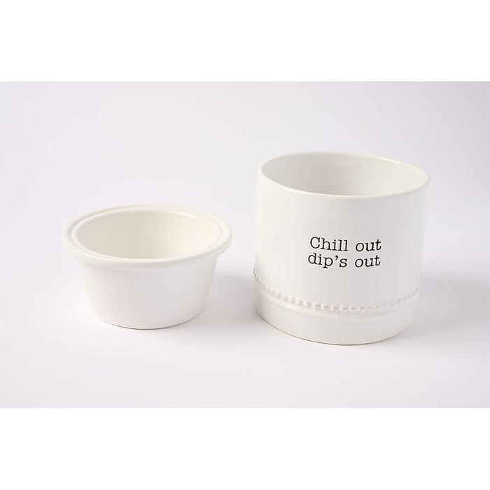 Open Mud Pie Dip Chiller showing two-piece bowl design.