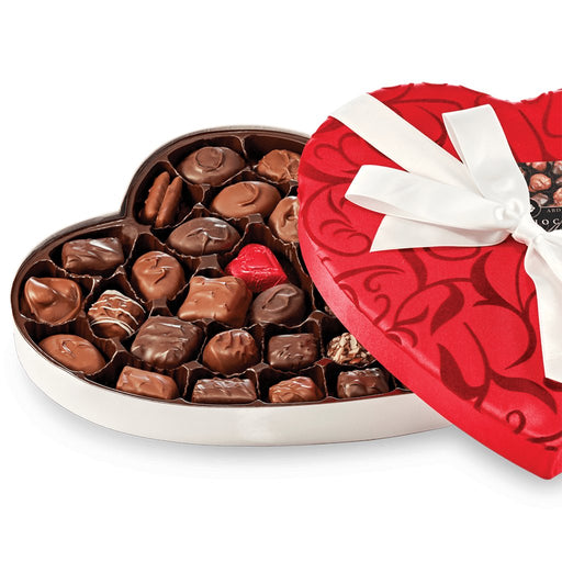 Abdallah Candies : Fancy Fabric Heart – Assorted Chocolates - Abdallah Candies : Fancy Fabric Heart – Assorted Chocolates - Annies Hallmark and Gretchens Hallmark, Sister Stores